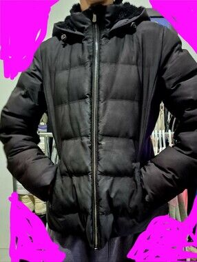 Zara Black Quilted Puffer Jacket with Hood